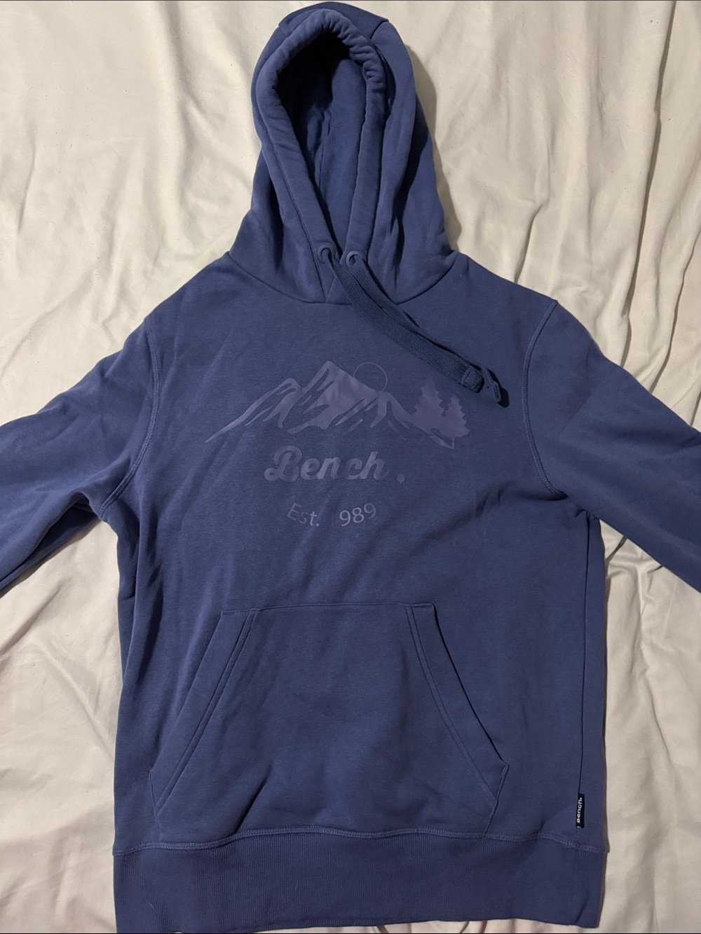 Bench Navy Blue Hooded Pullover with Mountain Graphic
